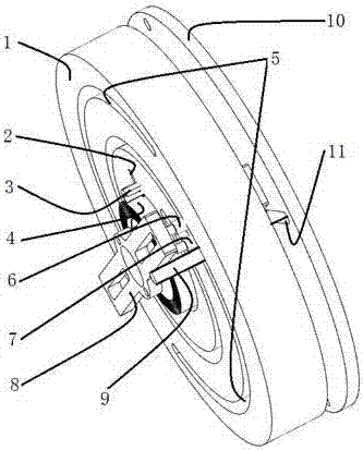 Torque buffering device capable of being elastically compressed by multiple circles for mechanical transmission