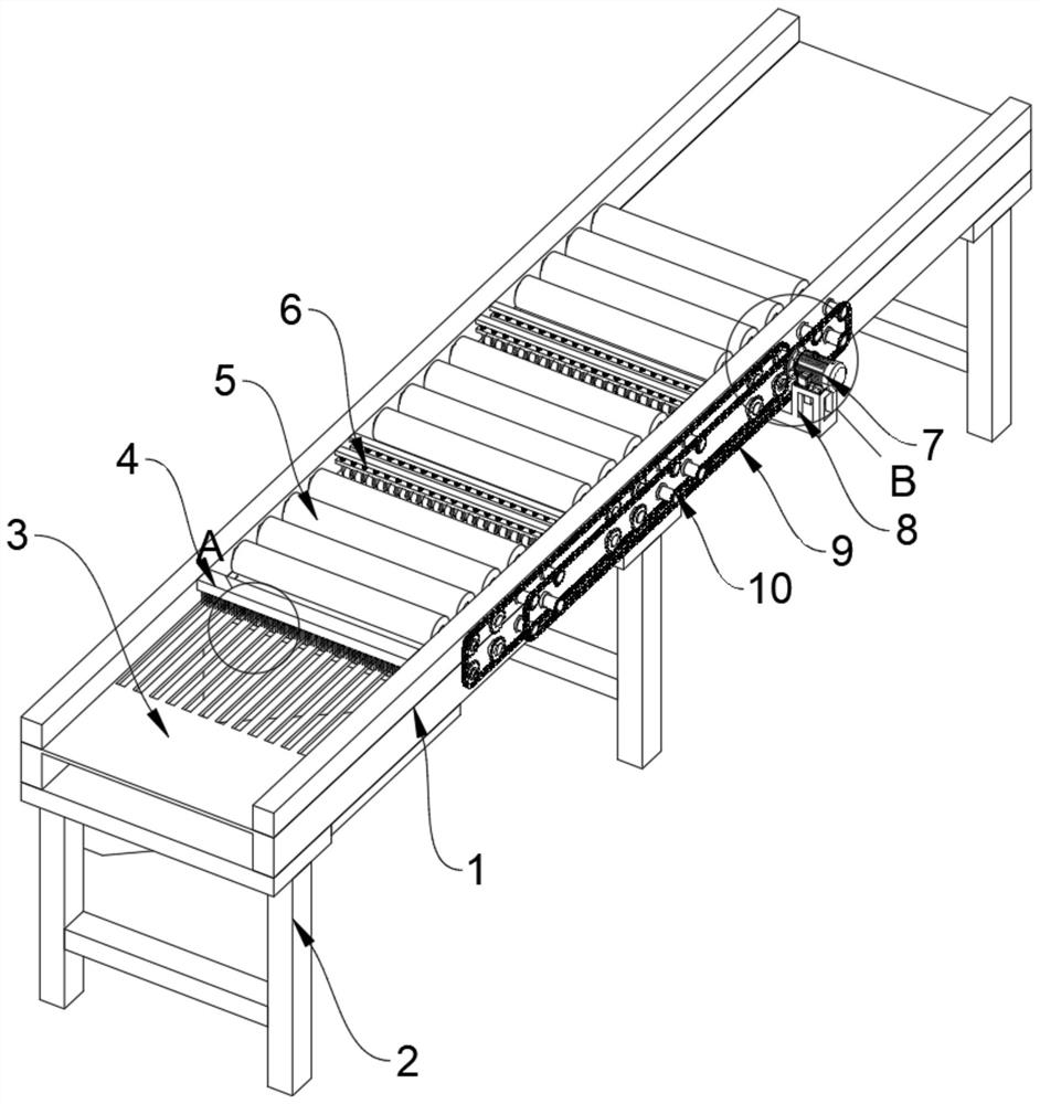 A corrugated paper flattening conveyor frame