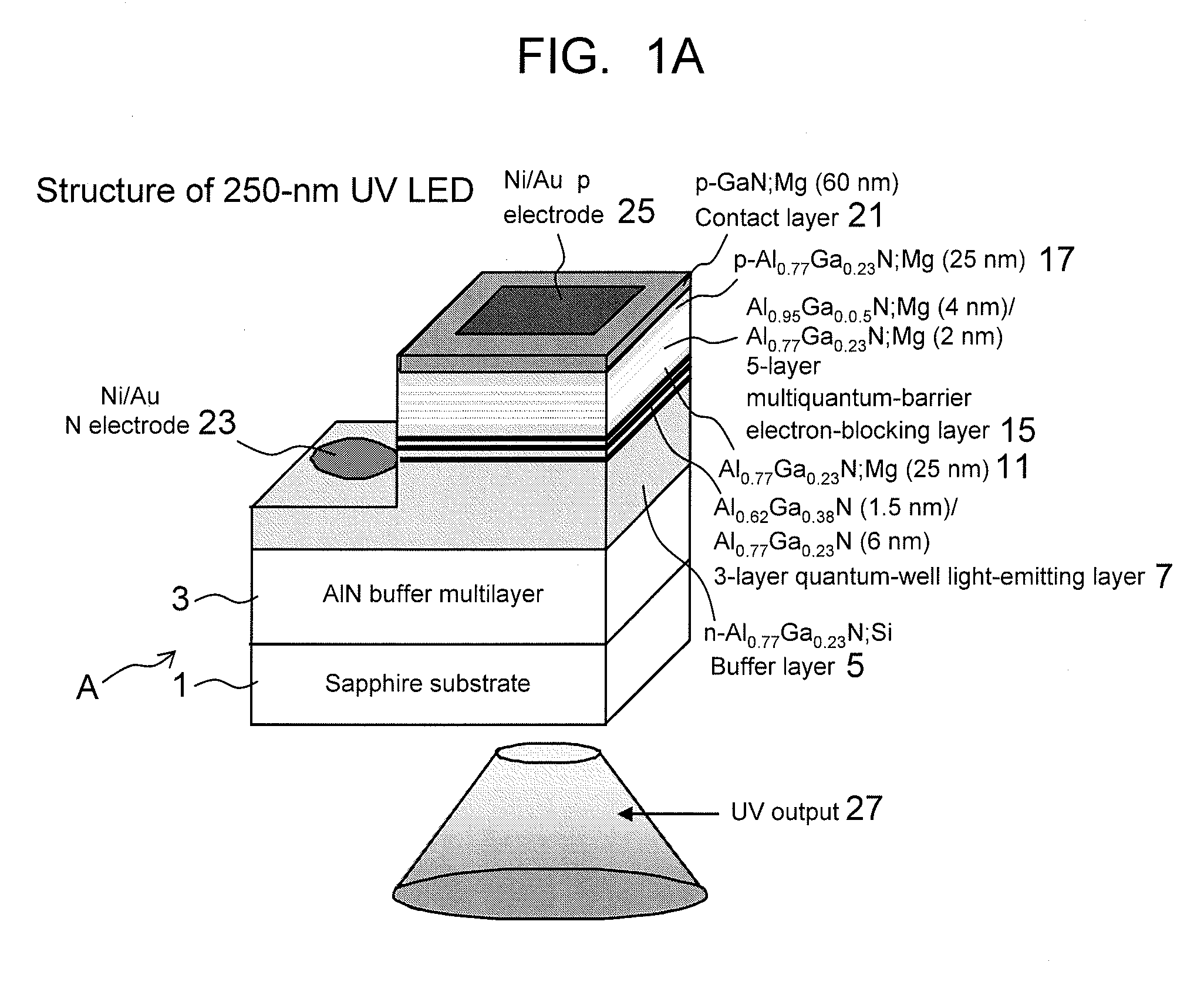 Light-emitting element having nitride semiconductor multiquantum barrier, and process for production thereof