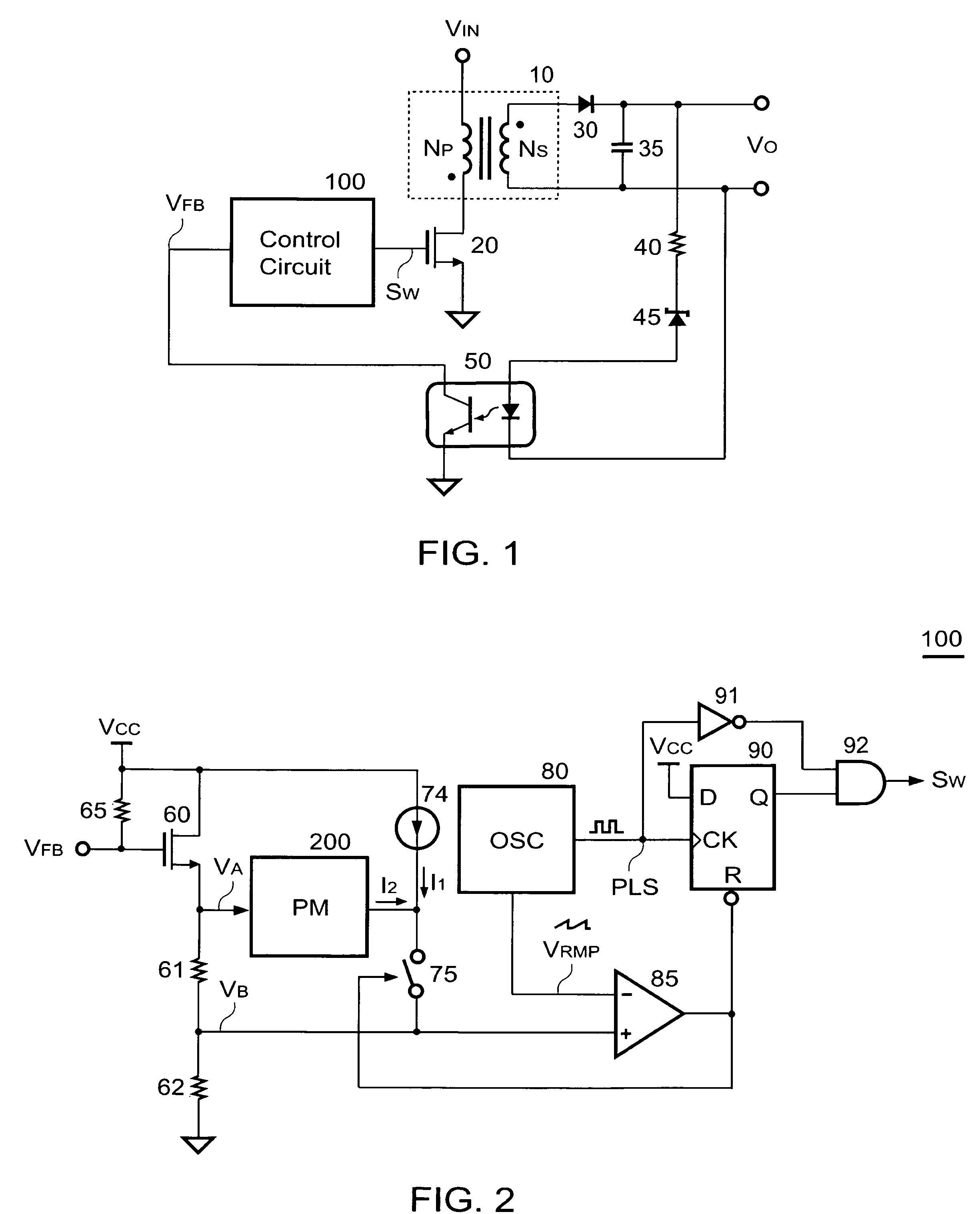 Control circuit for burst switching of power converter and method thereof