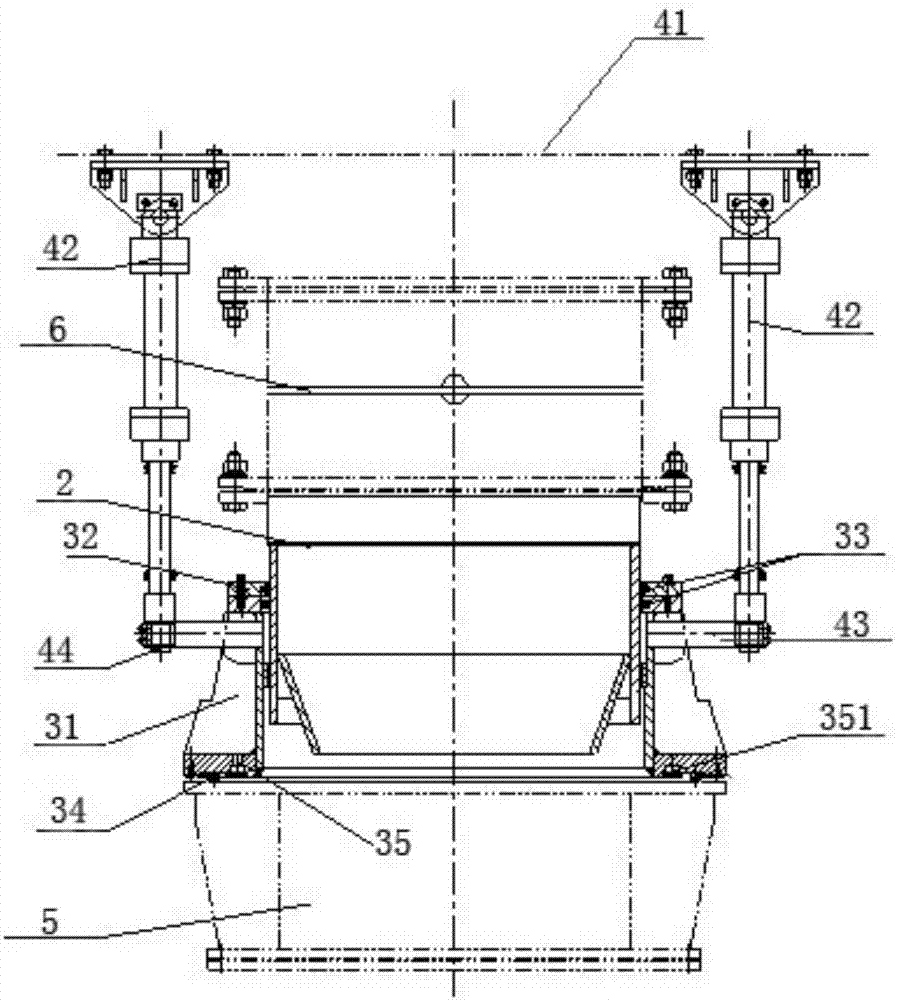High-temperature charging bucket movable combined sealing pressing device