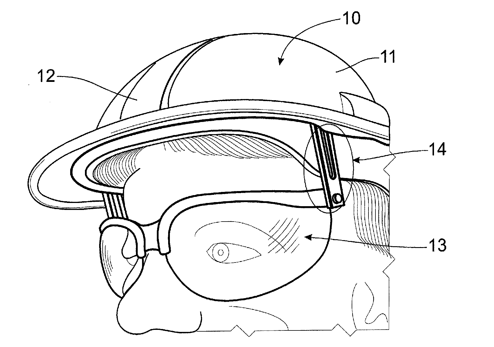 Hard hat with attached safety glasses