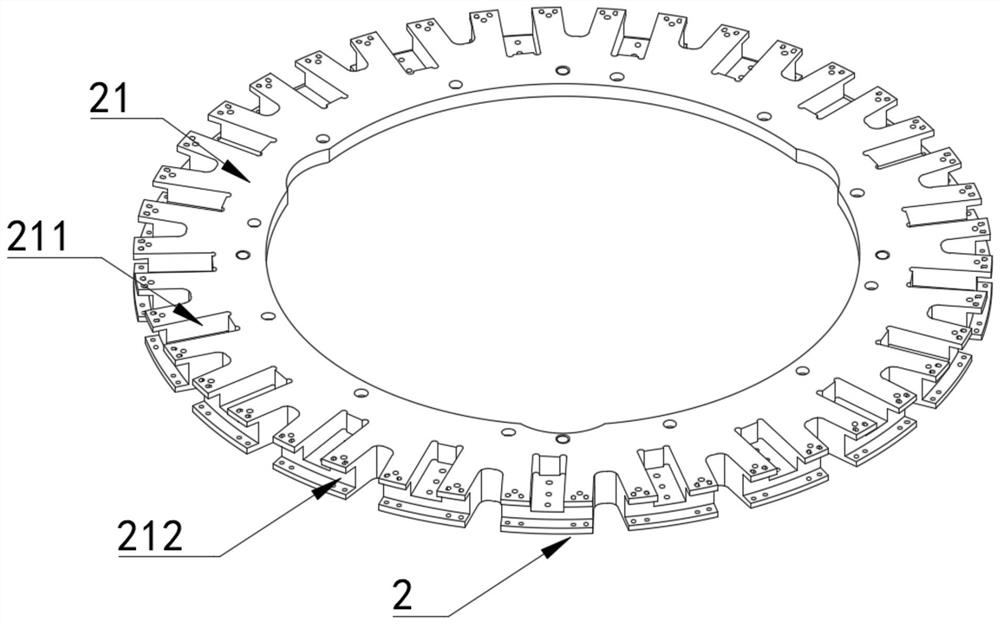 Rotary lamination device and lamination method suitable for fan-shaped lamination motor