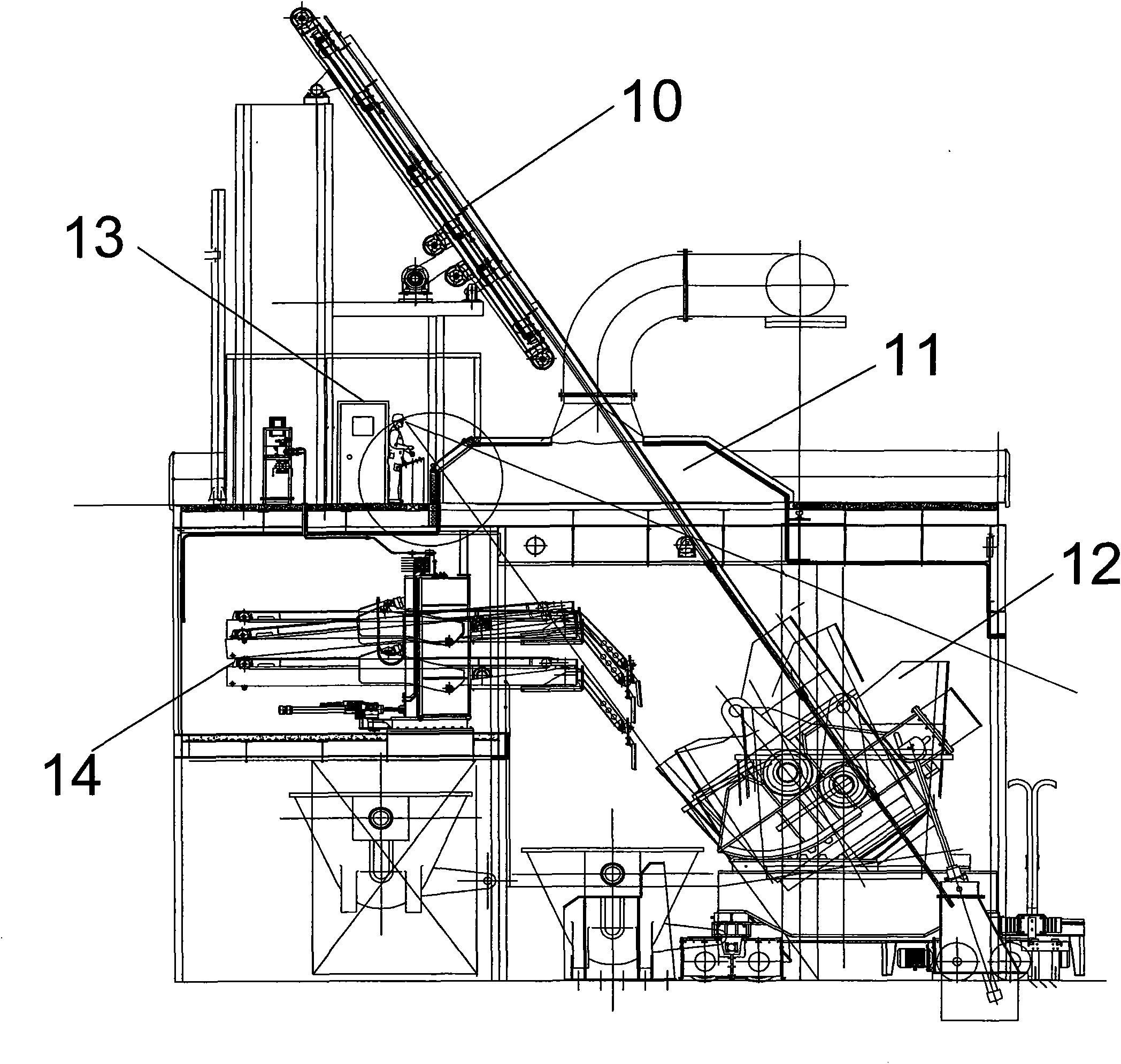 Blowing slag-removing equipment for molten iron pretreatment