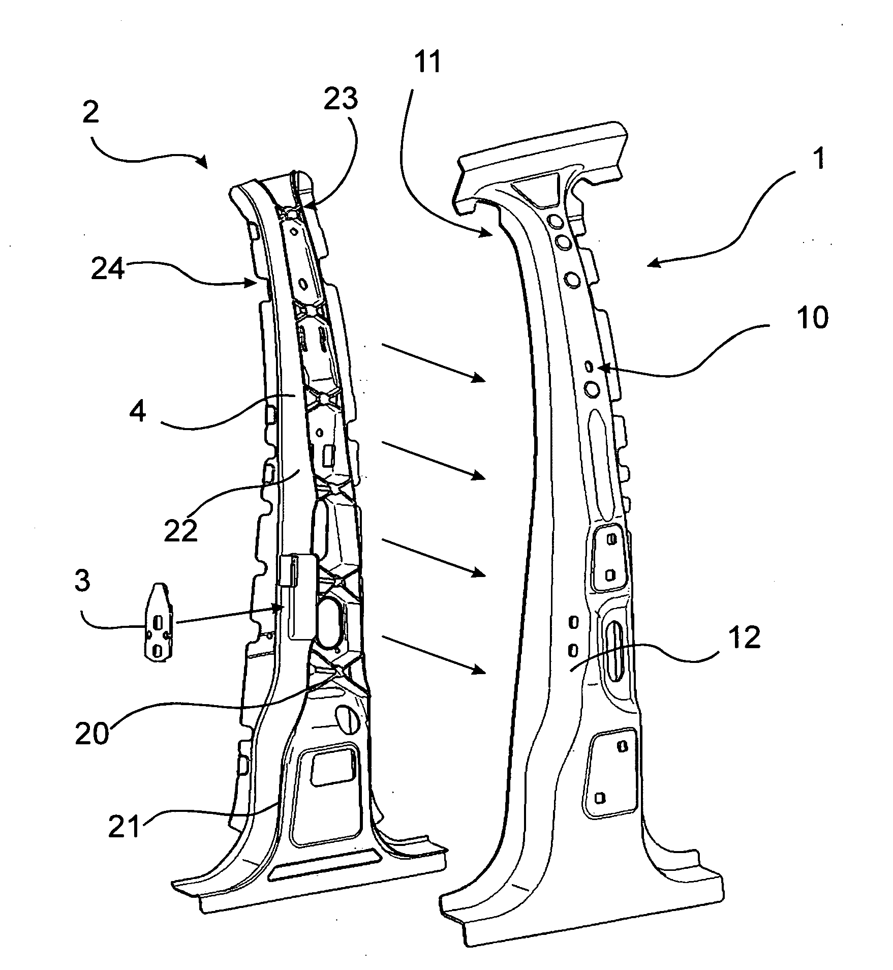 Vehicle part with structural reinforcement part