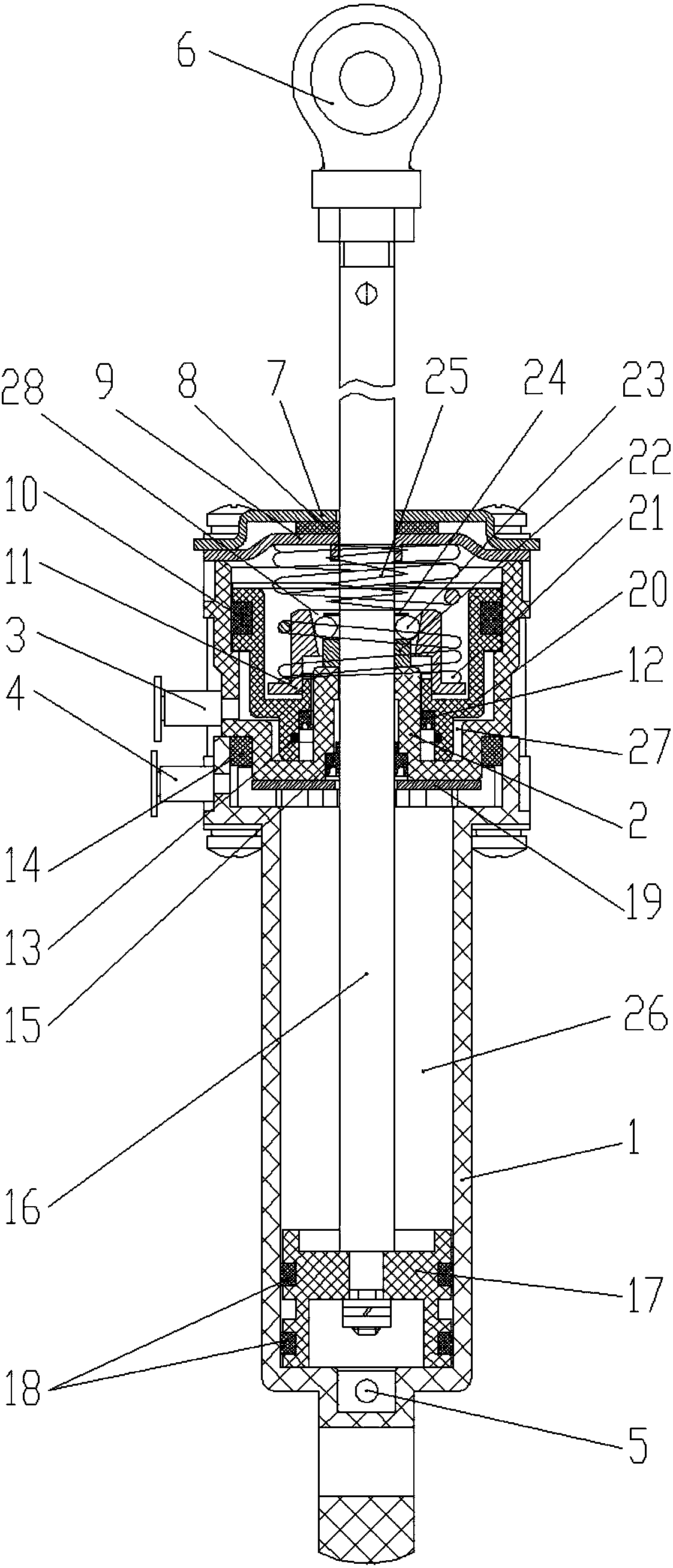 Compound cylinder for controlling lifting of winding cradleofspinning machine