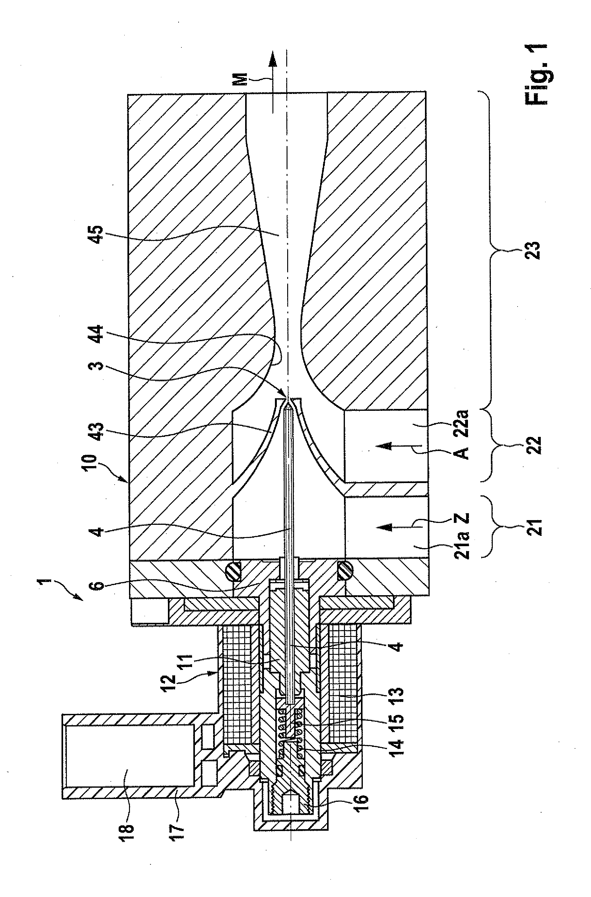 Proportional valve for control and intake of a gaseous medium