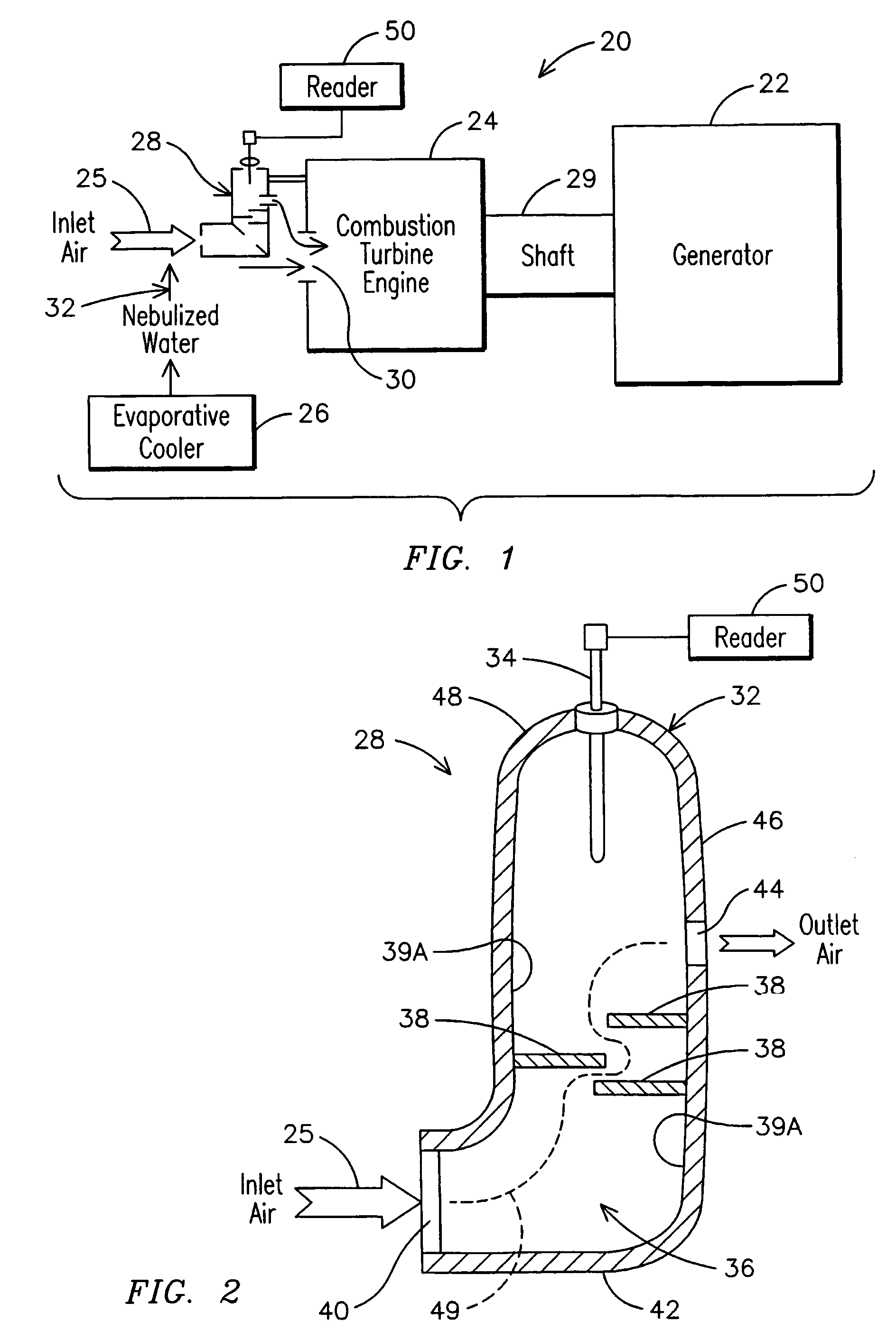 Inlet airflow cooling control for a power generating system