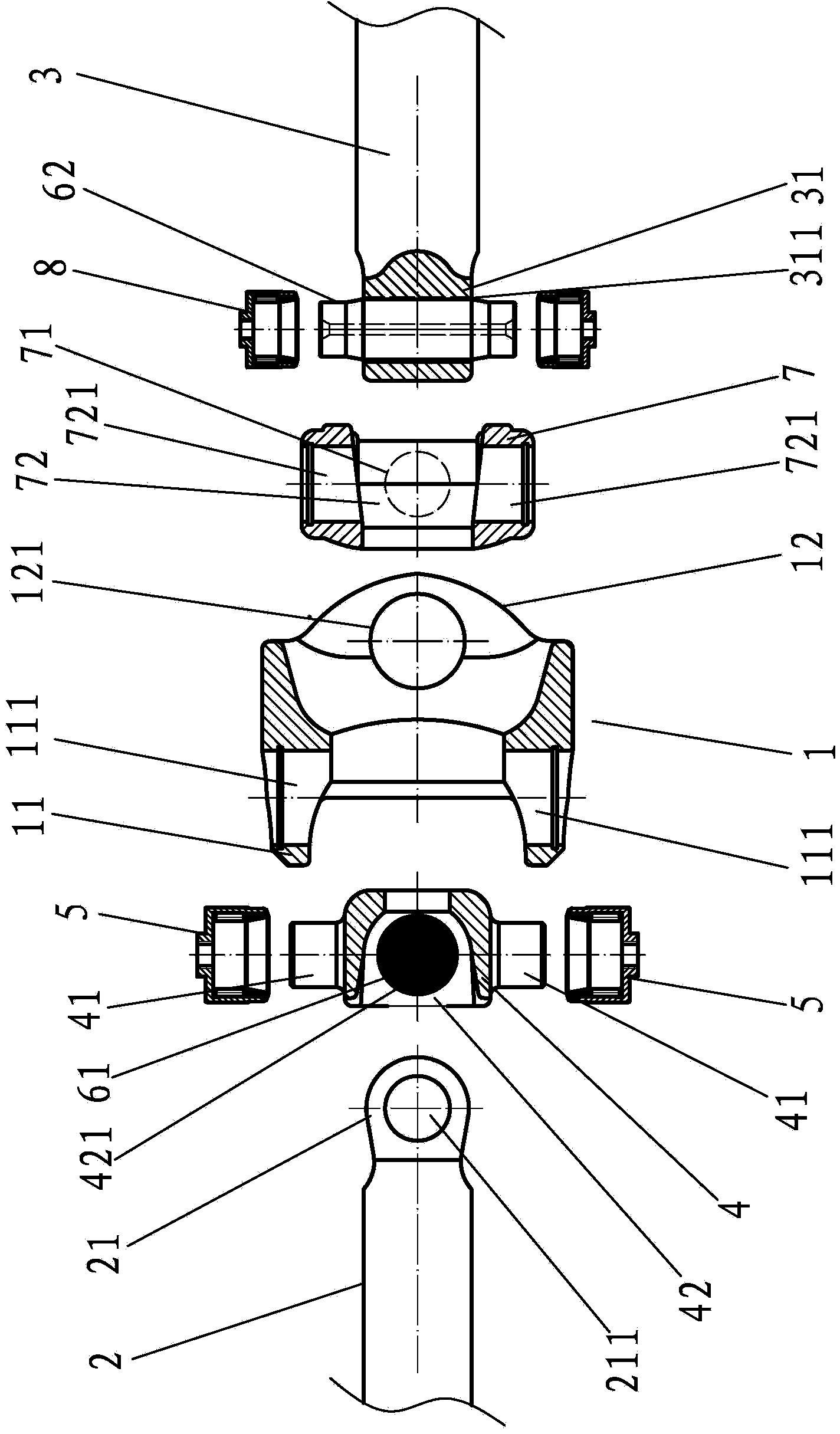 Connecting assembly for dual universal half shafts of vehicle driving axle