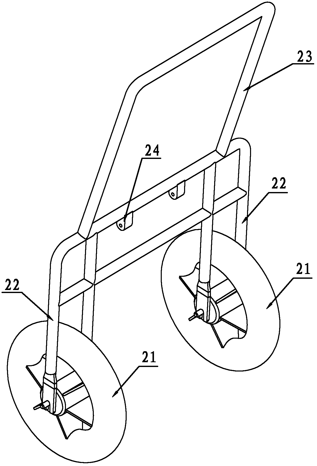 Front and back connecting frame of foldable two-seat and four-wheel electric car