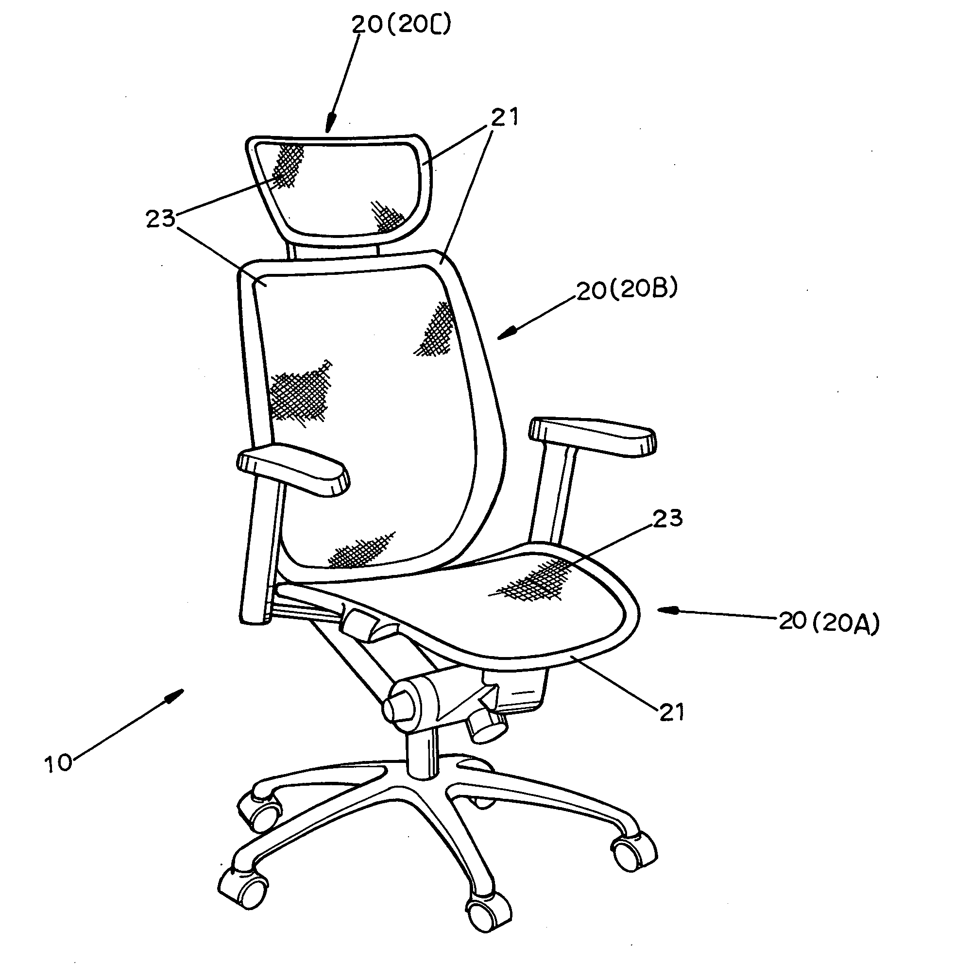 Supporting structure for a chair