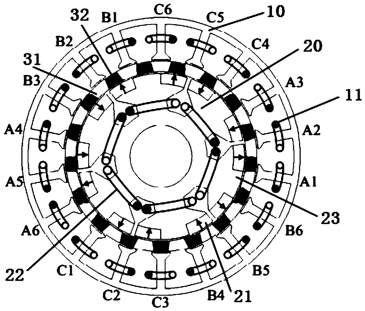 A stator-partition type consequent-pole hybrid excitation motor