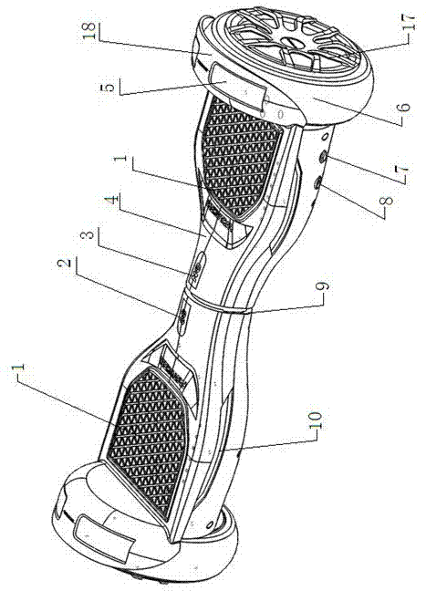 Double-wheel self-balancing electric vehicle without handle using gravity center to control direction and control method thereof