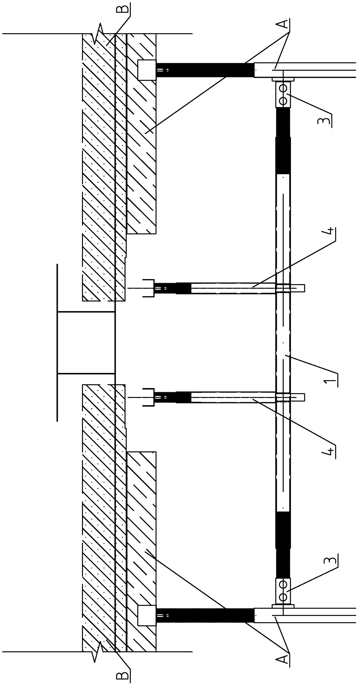 Tool type concrete composite slab cast-in-situ connecting section formwork supporting device