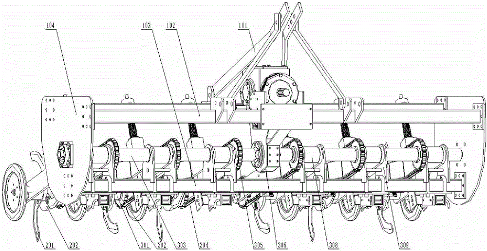 Grassland soil breaking root cutting machine with copying function