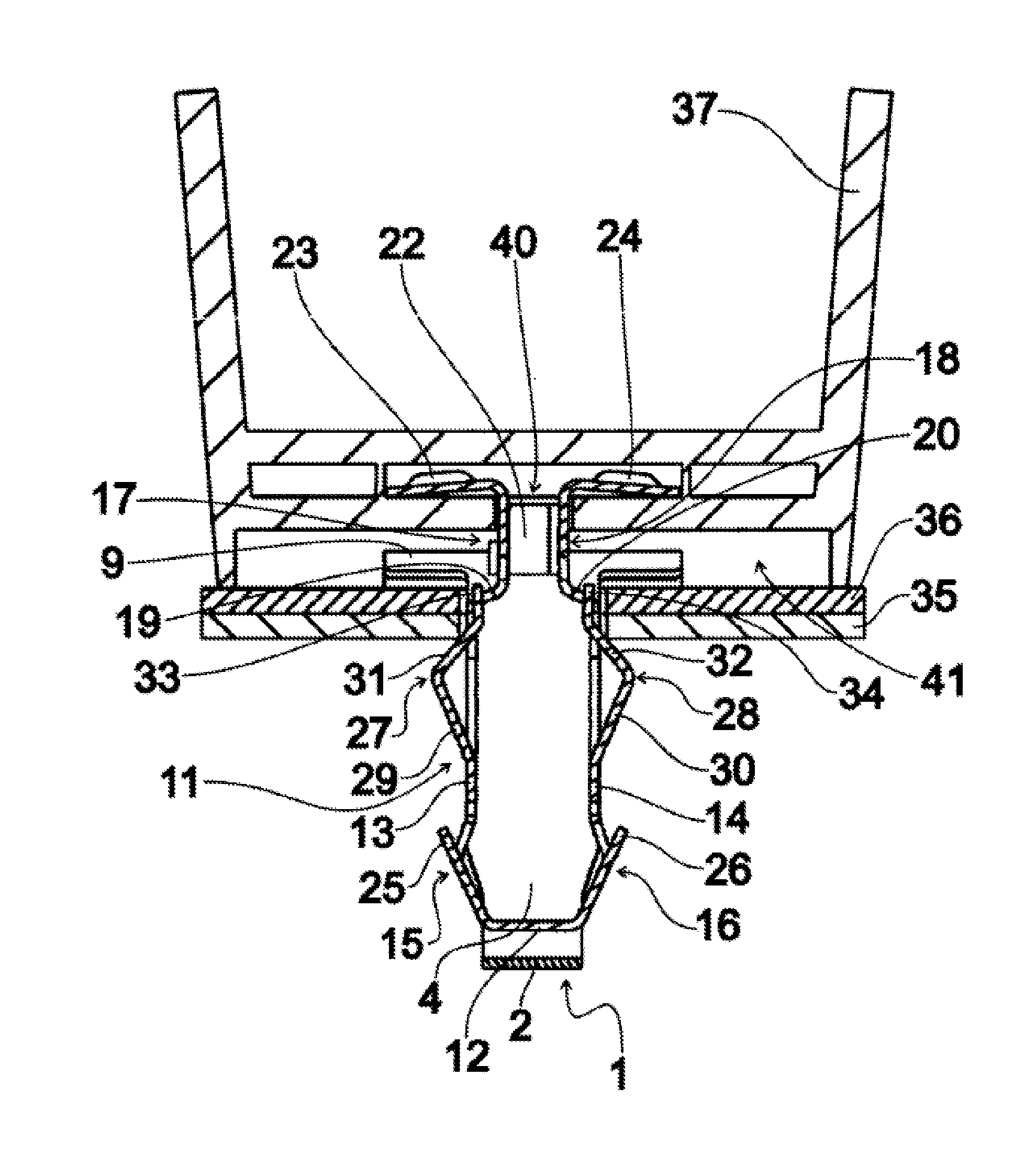 Device for attaching two add-on parts to a carrier part