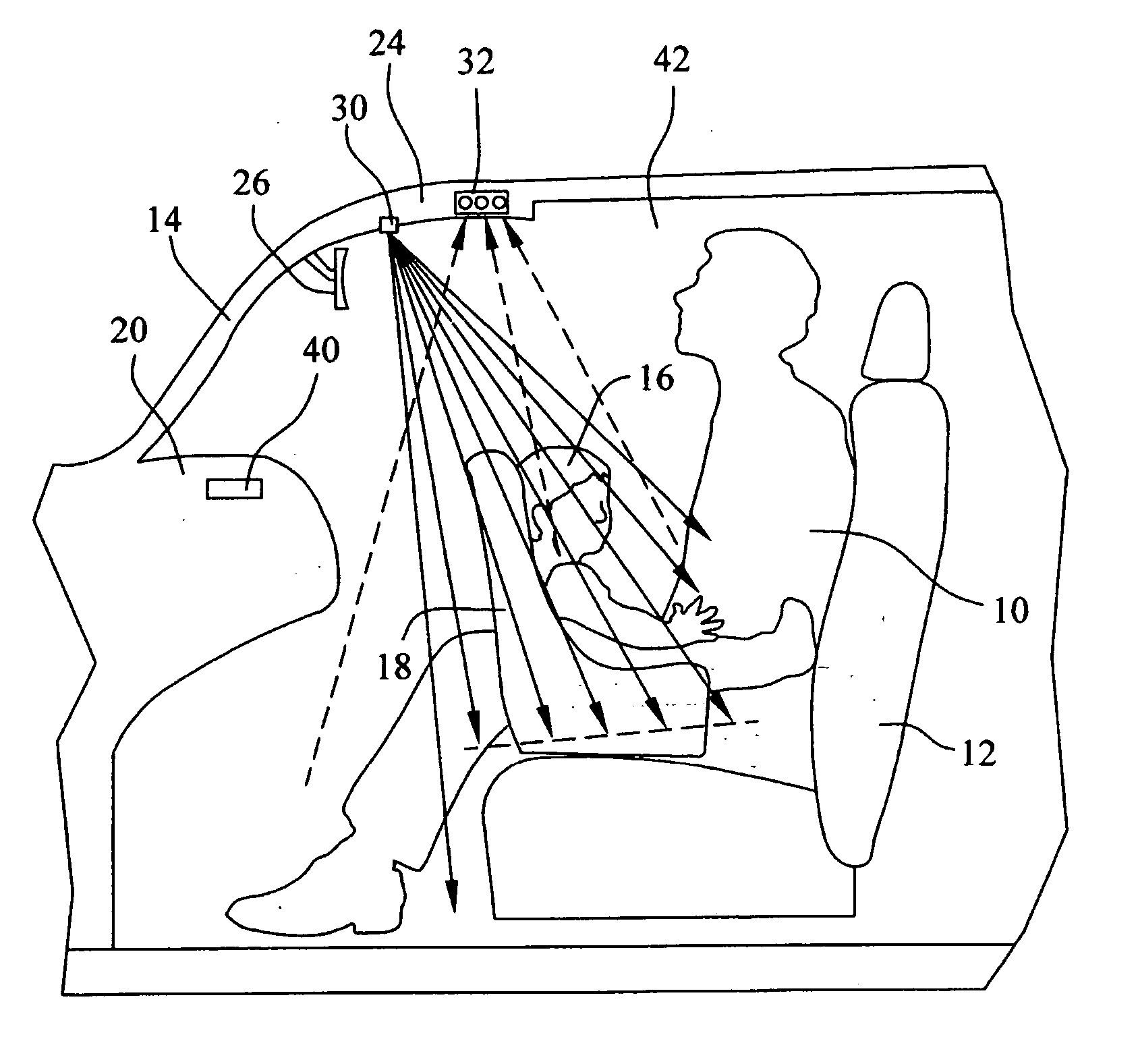 Actively-illuminating optical sensing system for an automobile