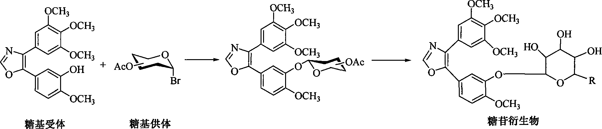 1,2-glycoside transderivative of oxazole compounds and preparation method thereof