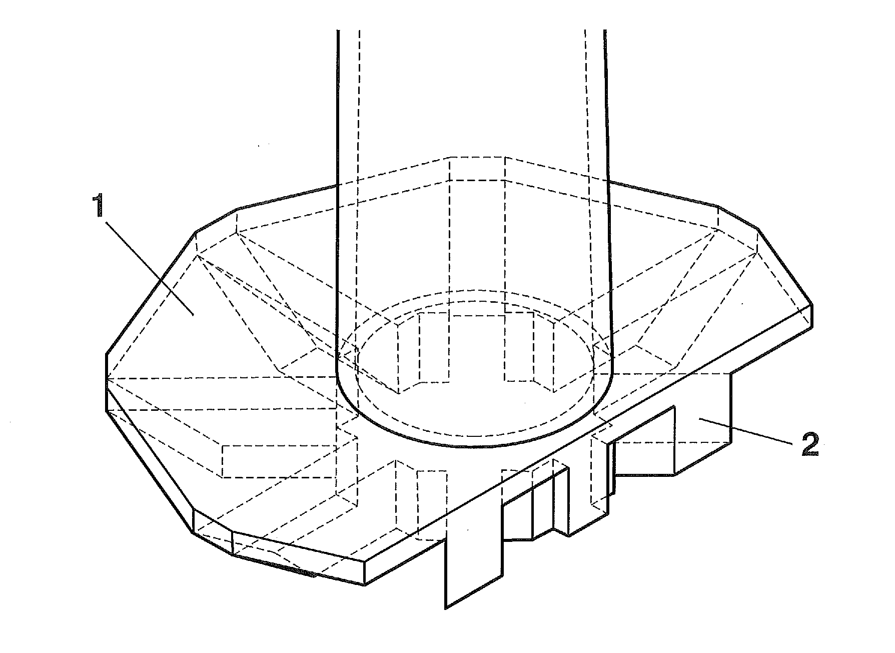 Ribbed foundation for superstructures and method for producing the  foundation