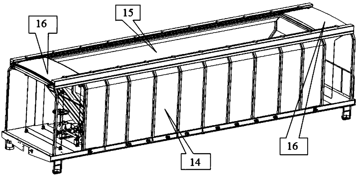 Large-opening folding type moving top cover of railway wagon