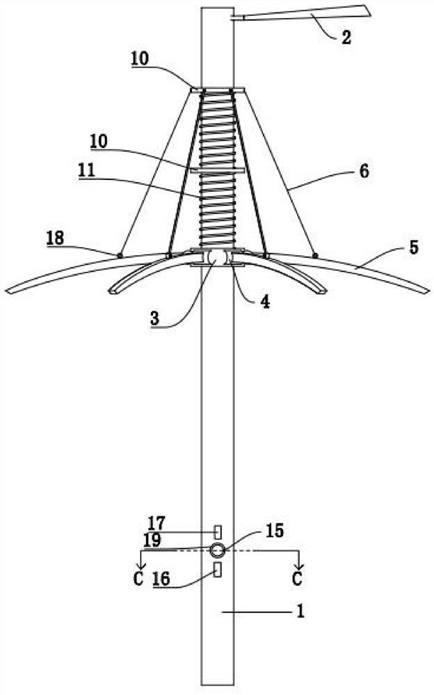 A street lamp capable of shading the sun and rain