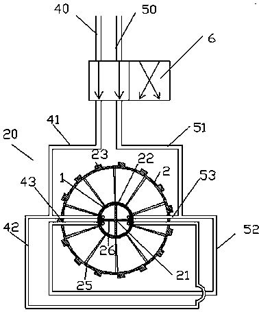 Liquid feeding device provided with buffer limiting pipeline section and connecting part with radial long and narrow slot