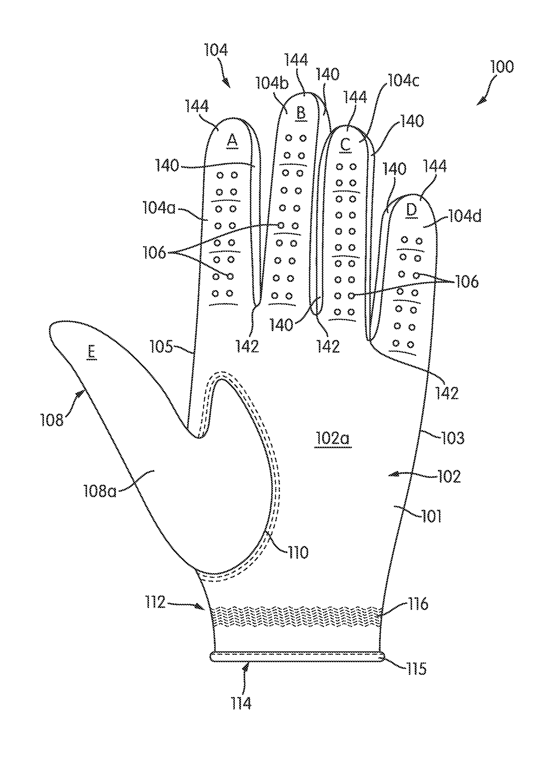 Flexible supported glove structures