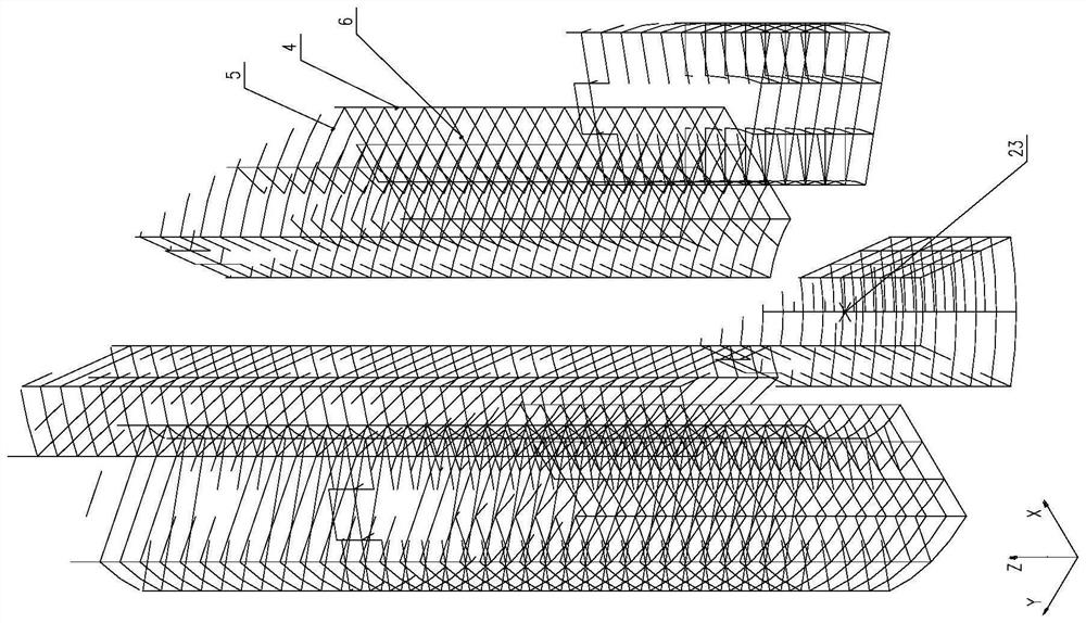 Method and application of a multi-directional truss-frame-core tube combination super high-rise structure with O-shaped chamfered edges