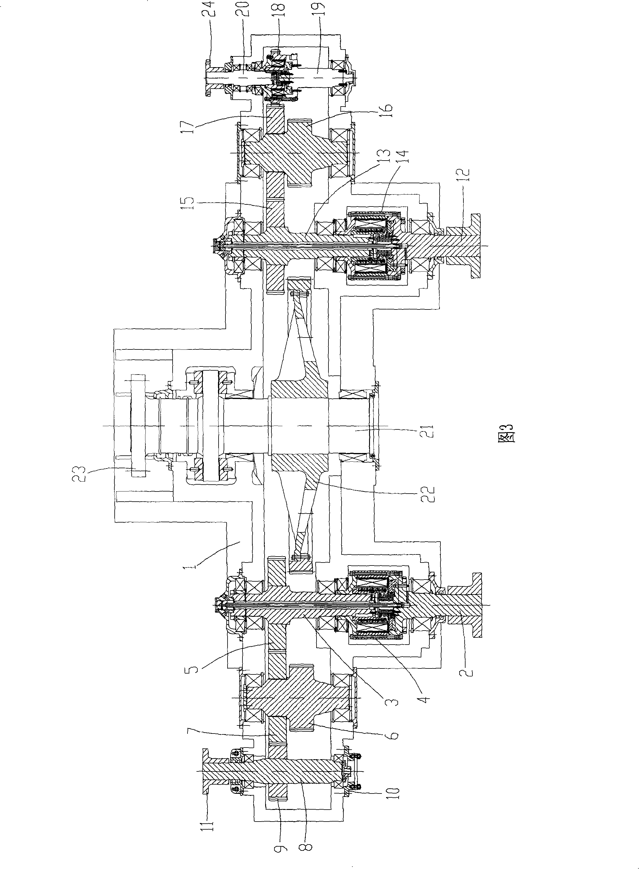 Double-input multi-output parallel operation on-off gearbox used for boats