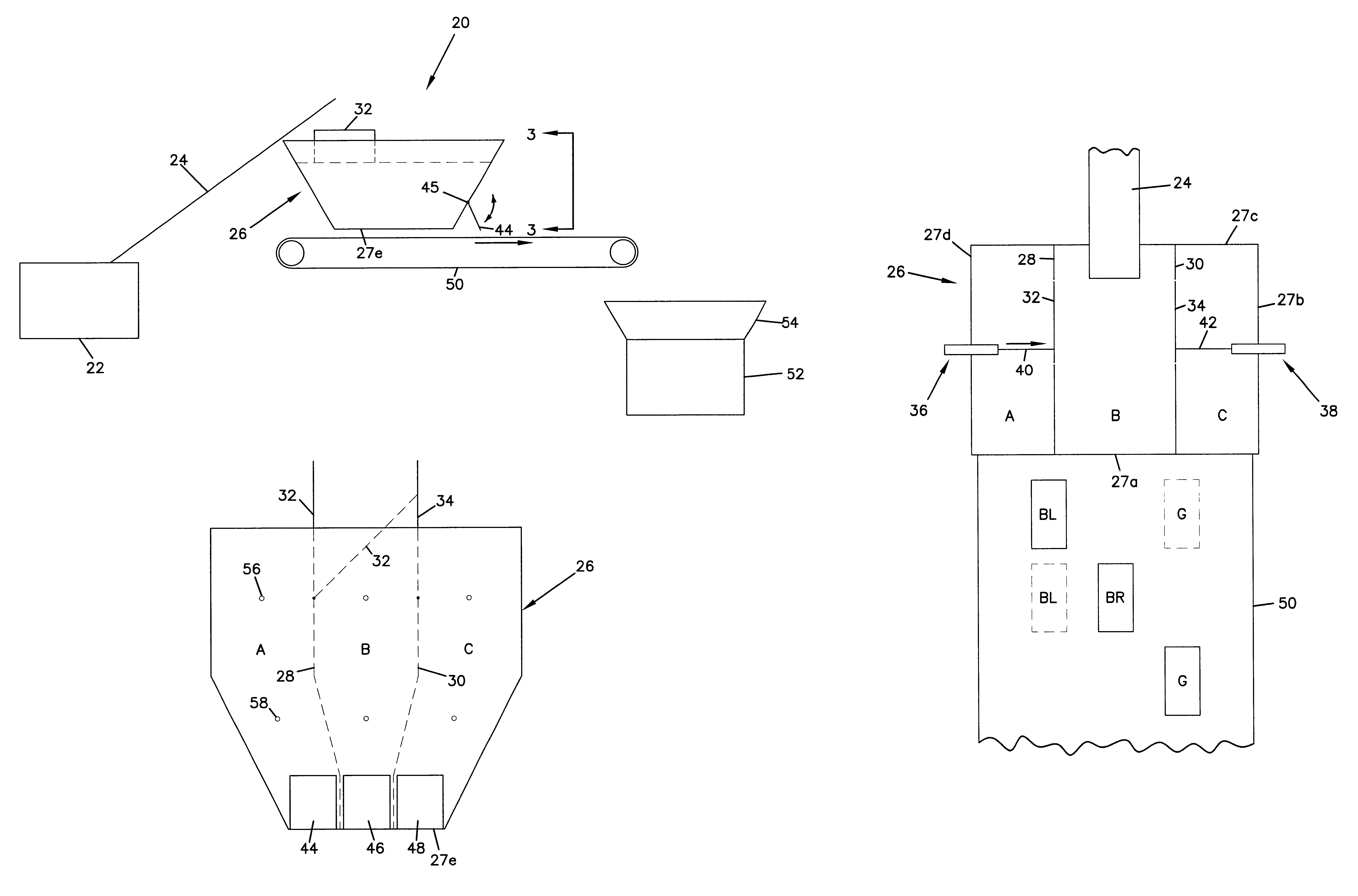 Process and equipment for producing concrete products having blended colors