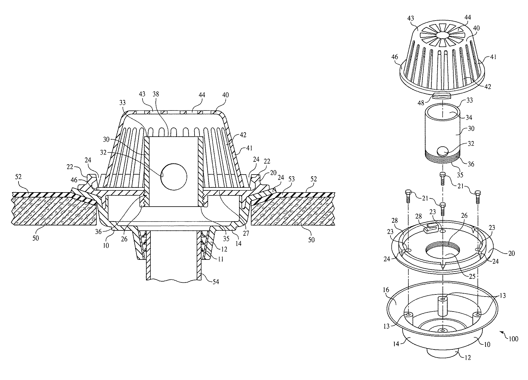 Controlled flow roof drain