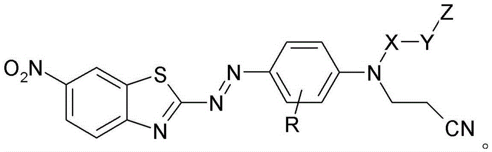 Benzothiazol-2-ylazo-phenyl compound as dye, compositions including the dye, and method of determining degree of cure of such compositions