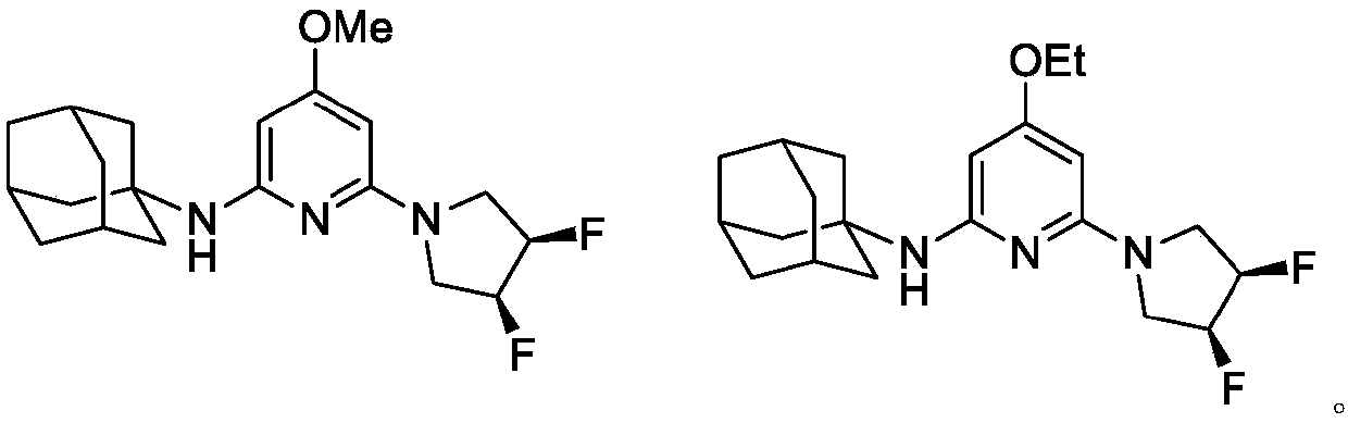 Adamantine and alcoxyl containing pyridine structural compound, as well as preparation method and application thereof