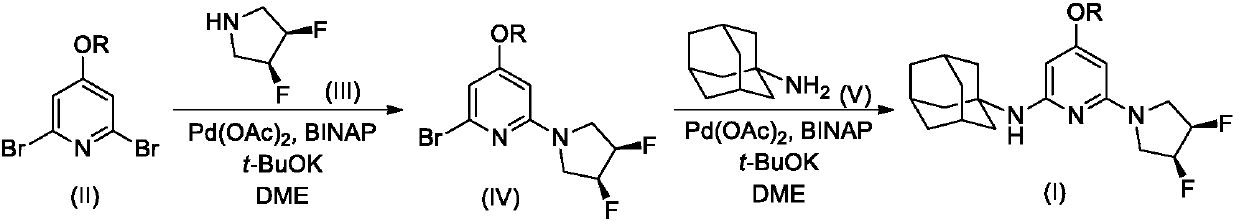 Adamantine and alcoxyl containing pyridine structural compound, as well as preparation method and application thereof