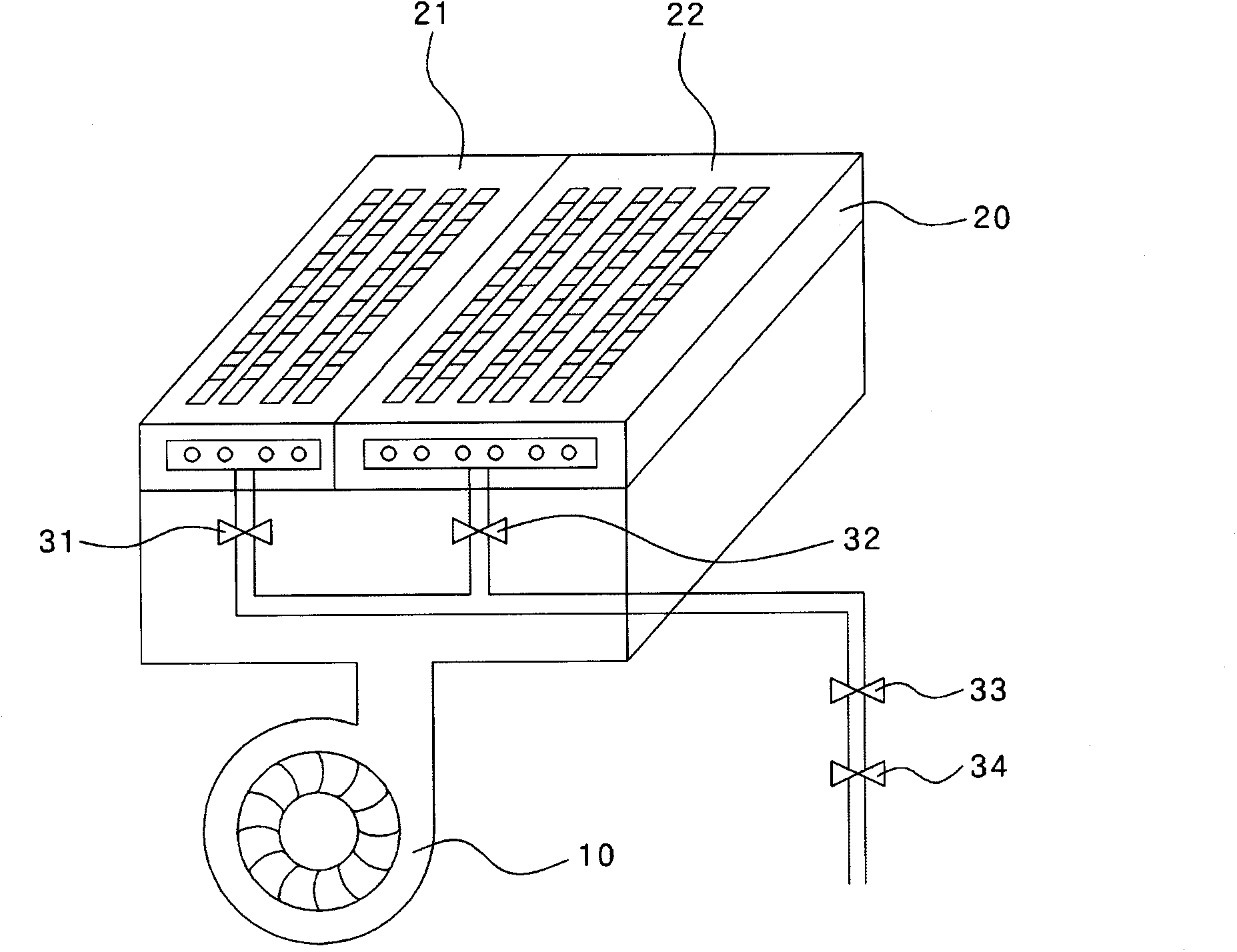 Separate flow path type of gas-air mixing device