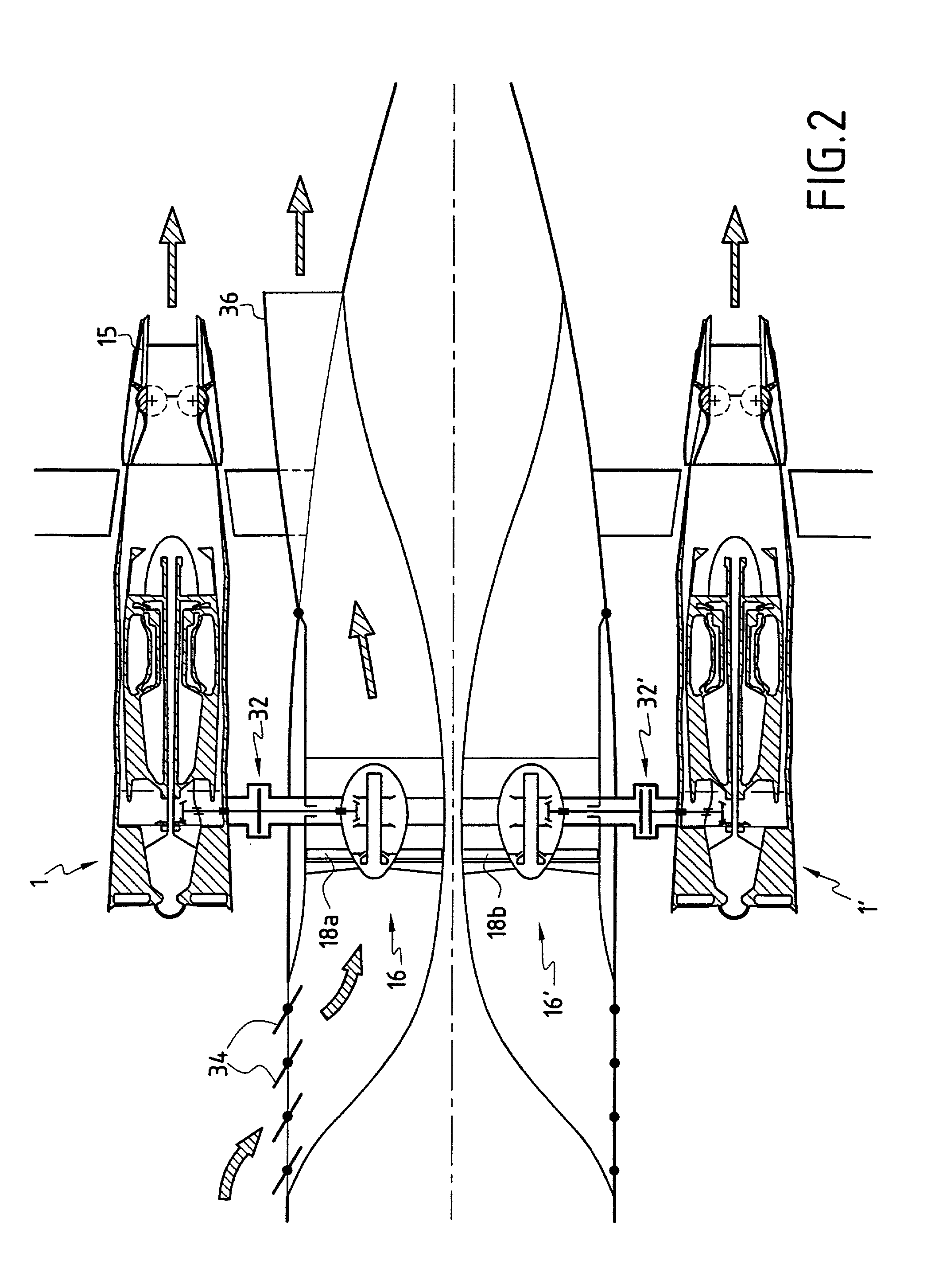 Variable cycle propulsion system with mechanical transmission for a supersonic airplane