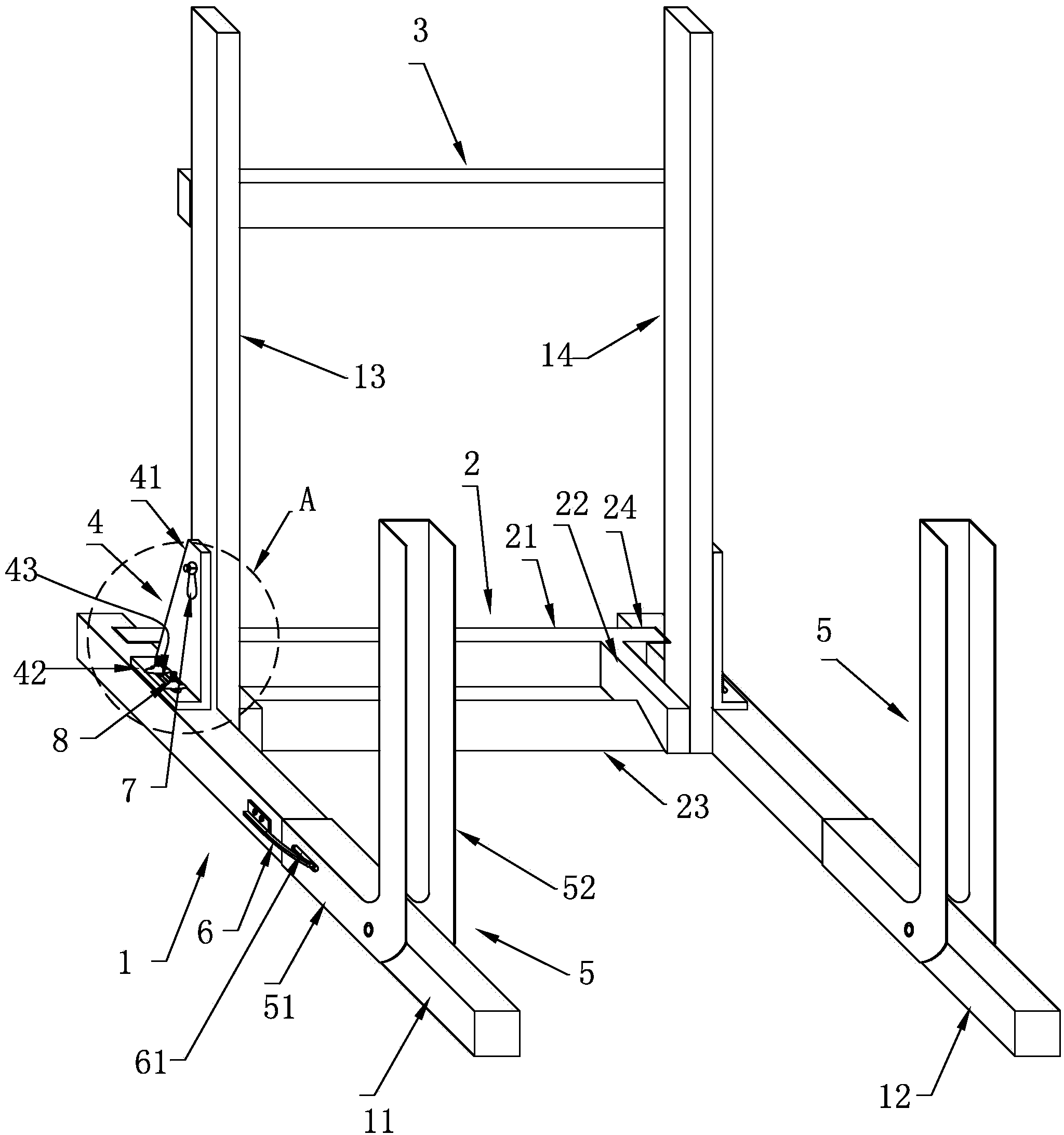 Bracket capable of quickly stacking and ordering construction inventory materials