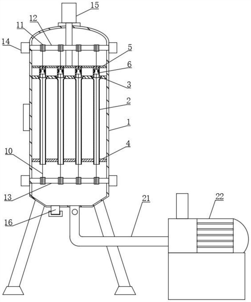 A double-effect combined inverted conical graphite falling film evaporator