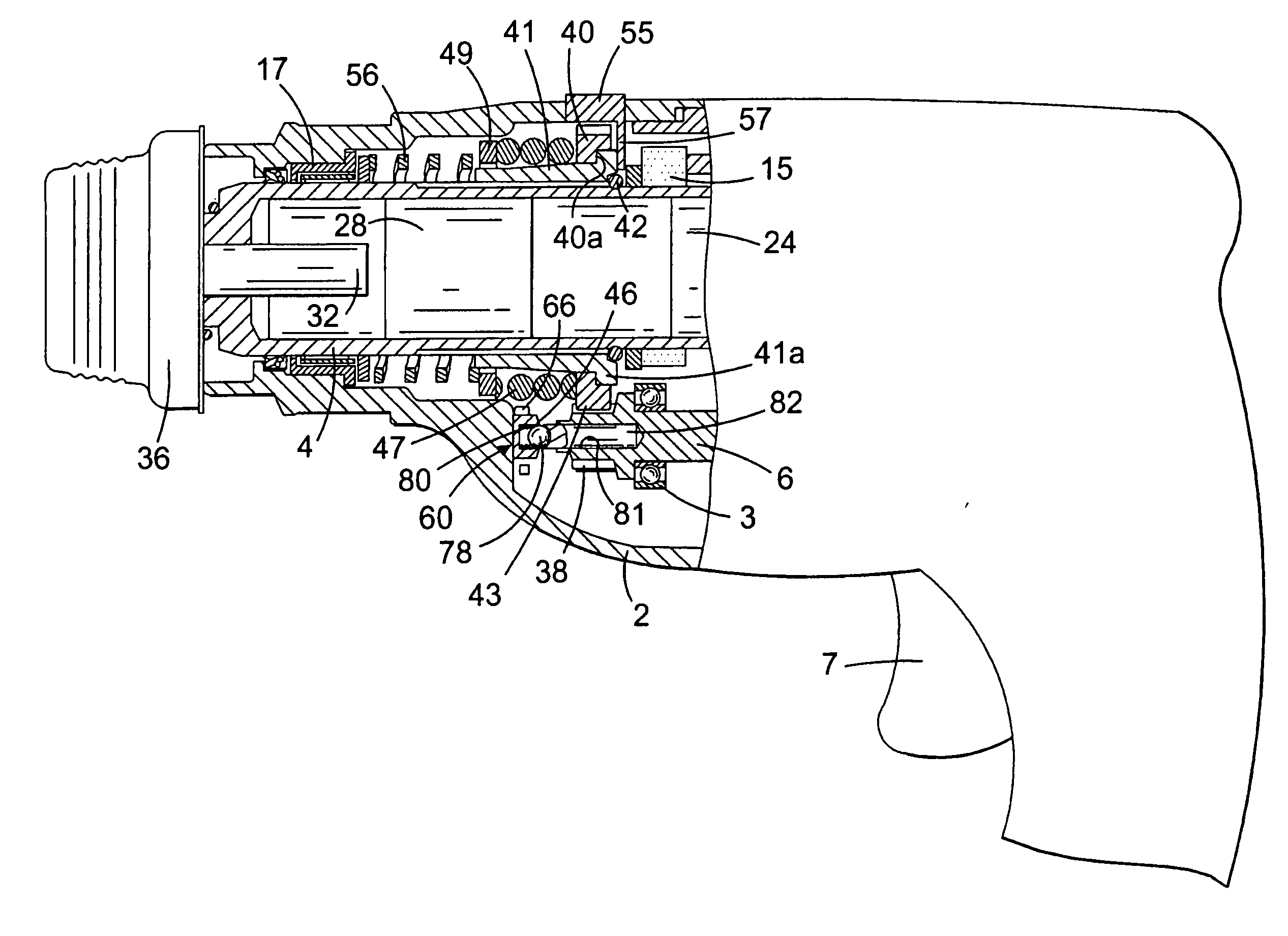 Rotary spindle for power tool and power tool incorporating such spindle
