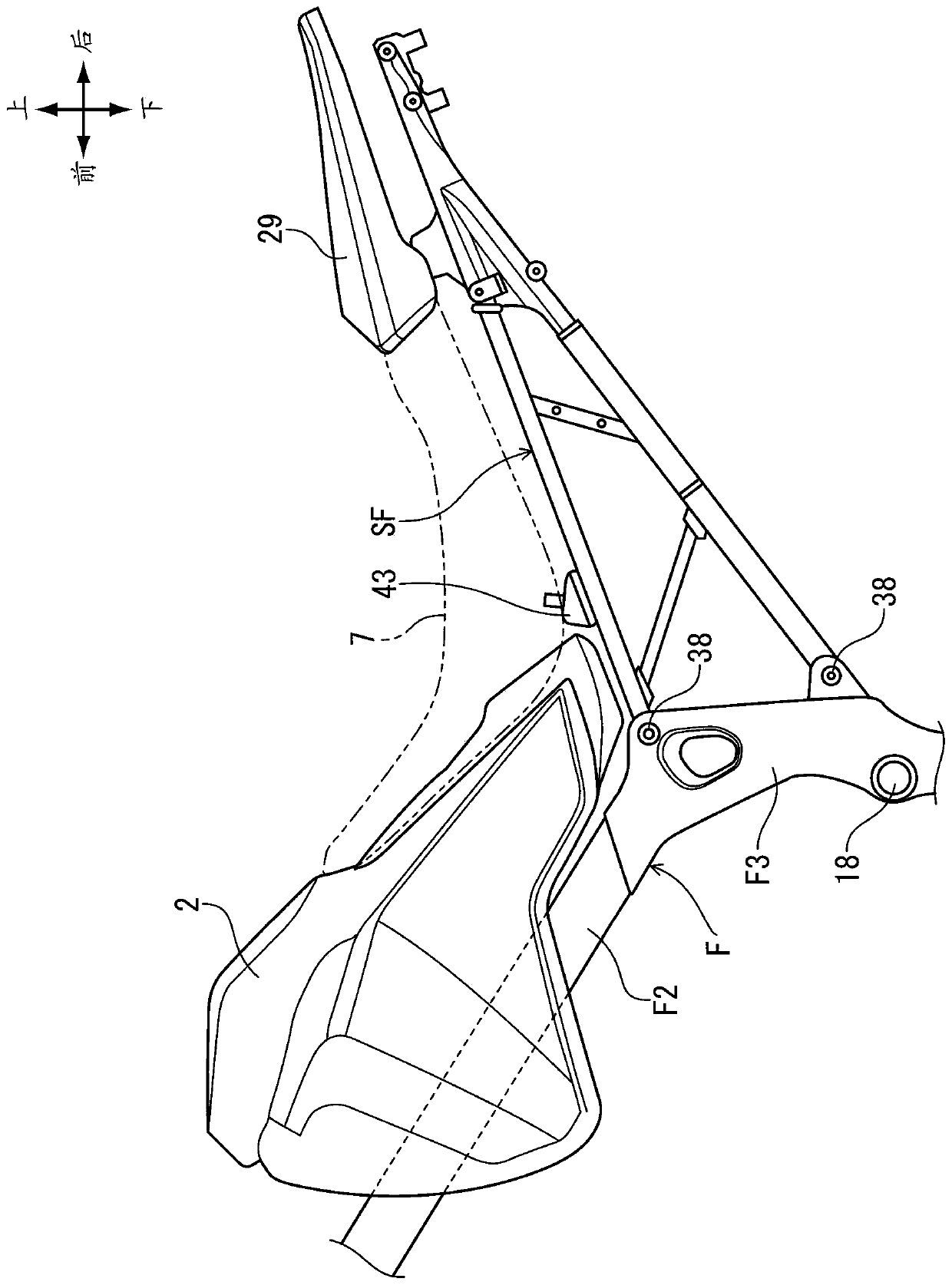 Seat frame for motorcycle