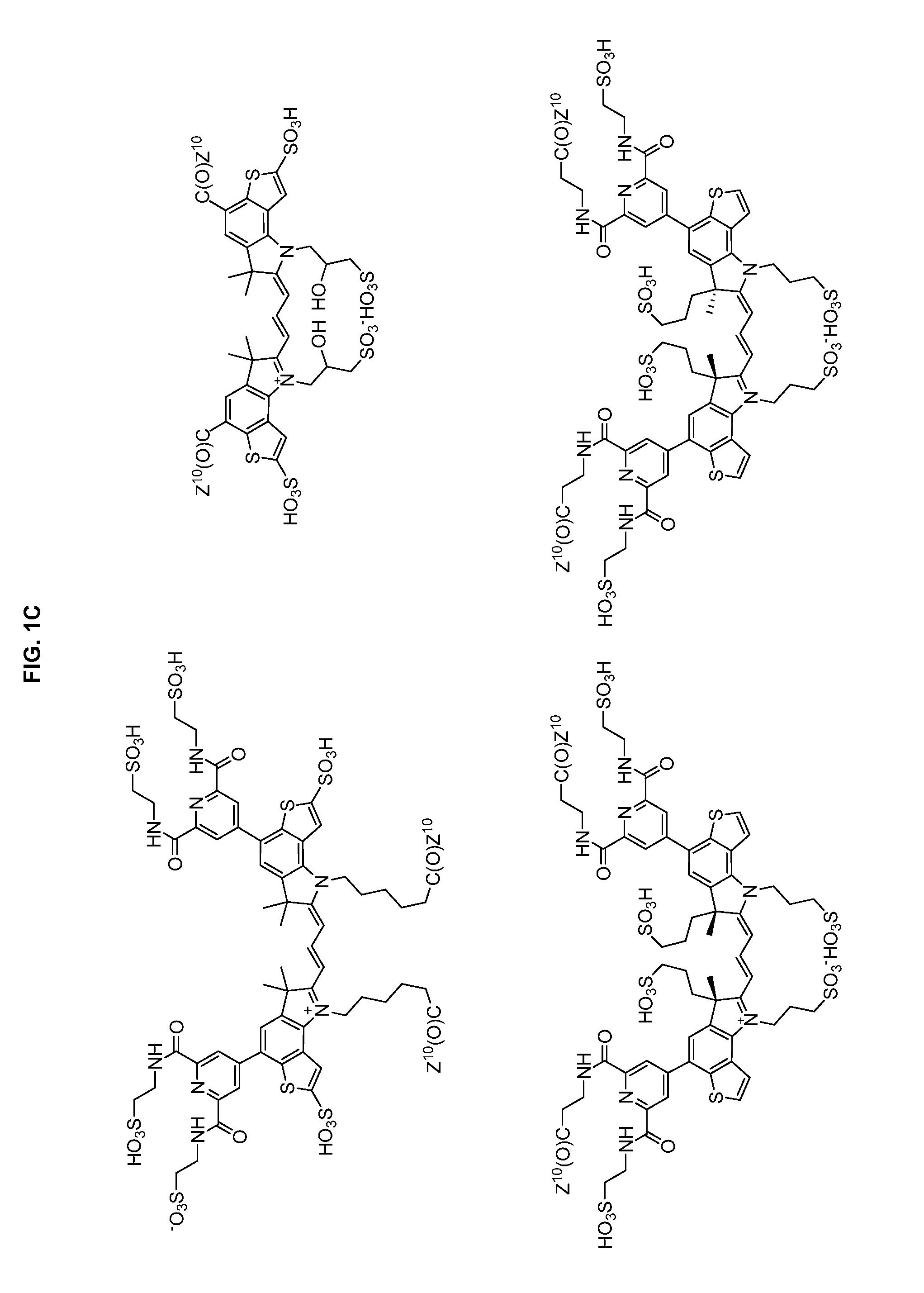 Heteroarylcyanine dyes with sulfonic acid substituents