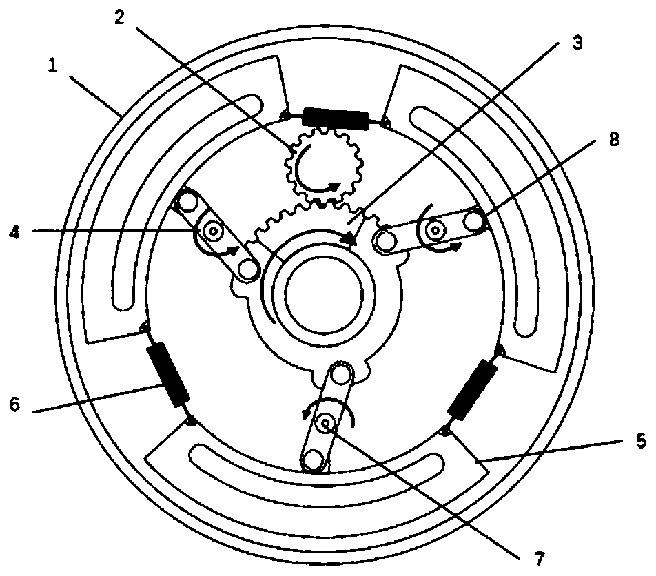 Novel three-brake shoe drum brake mechanism