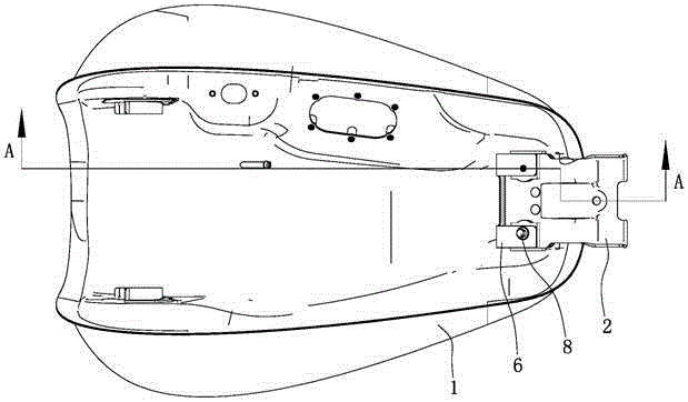 Rear installation structure of motorcycle fuel tank