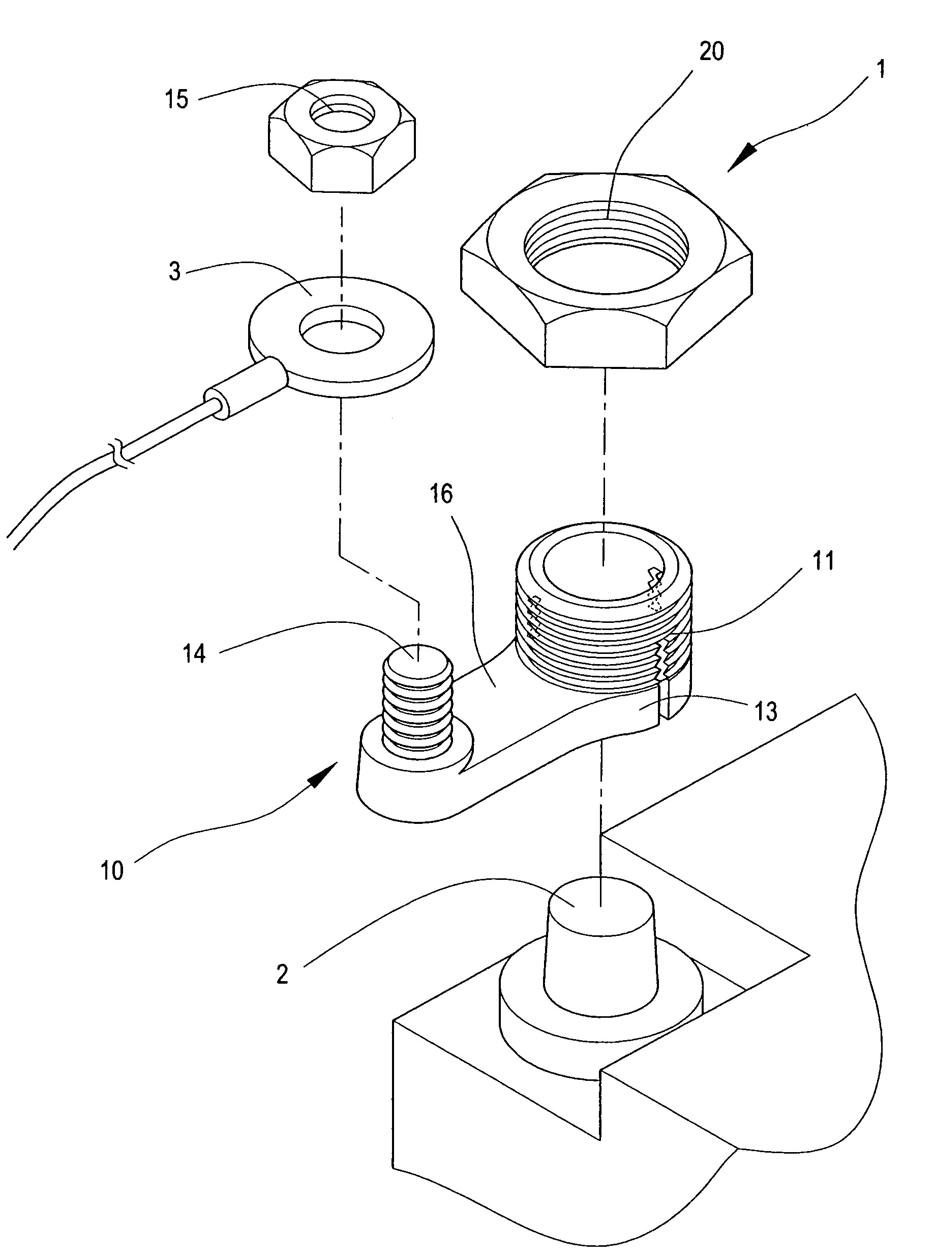 Car battery post fixing structure