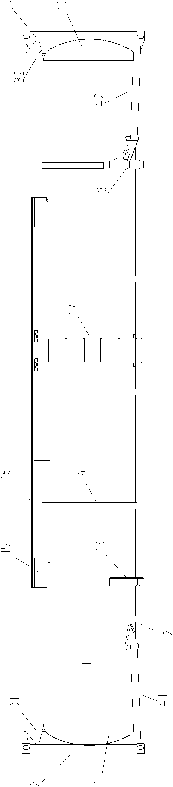 Tank container and end frame thereof