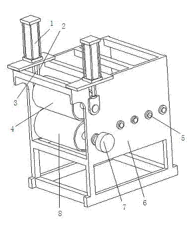Sheet material graining machine with gap adjusting mechanism