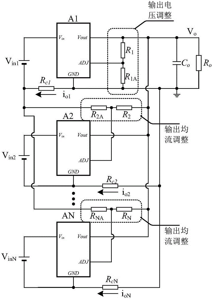 Current-sharing control circuit used for output and parallel connection of two paths of power supply modules