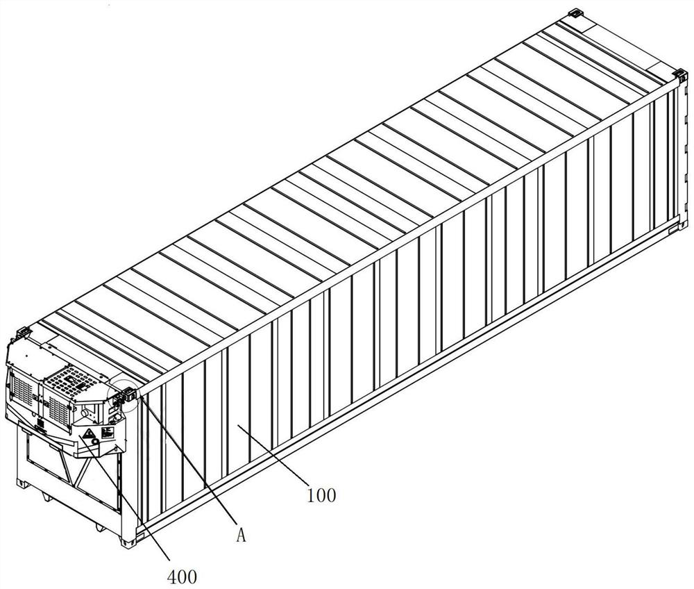 Container, transportation equipment and suspension device