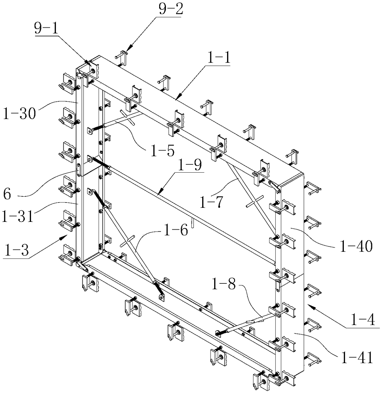 Foldable formwork device for cast-in-place concrete door window