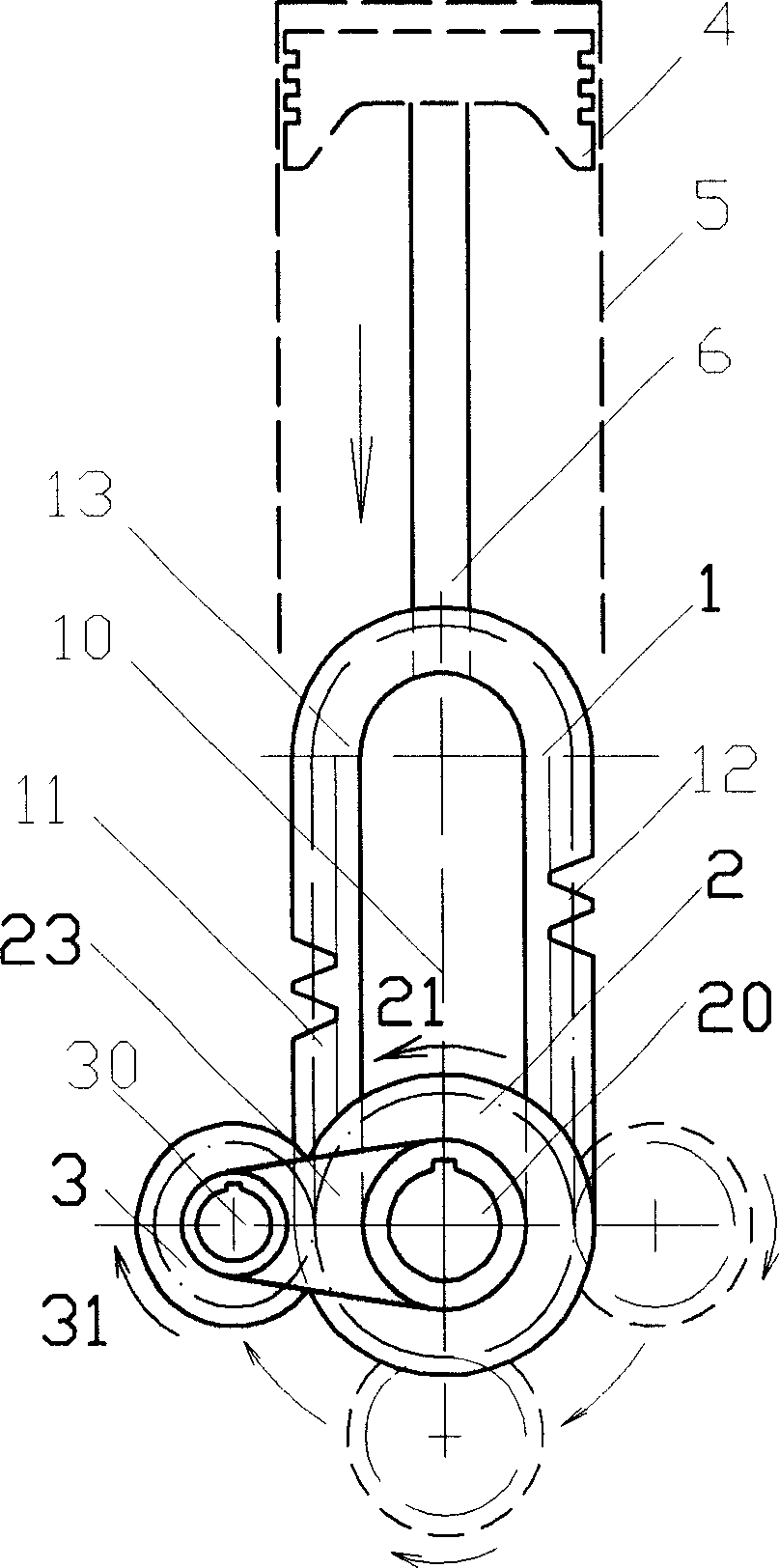 Reciprocating-rotating power converting mechanism without crank, and its engine and compressor